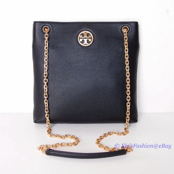 ❤️ NWT Tory Burch Carson Swingpack Chain Leather Shoulder Bag BLACK AUTHENTIC - Picture 3 of 15